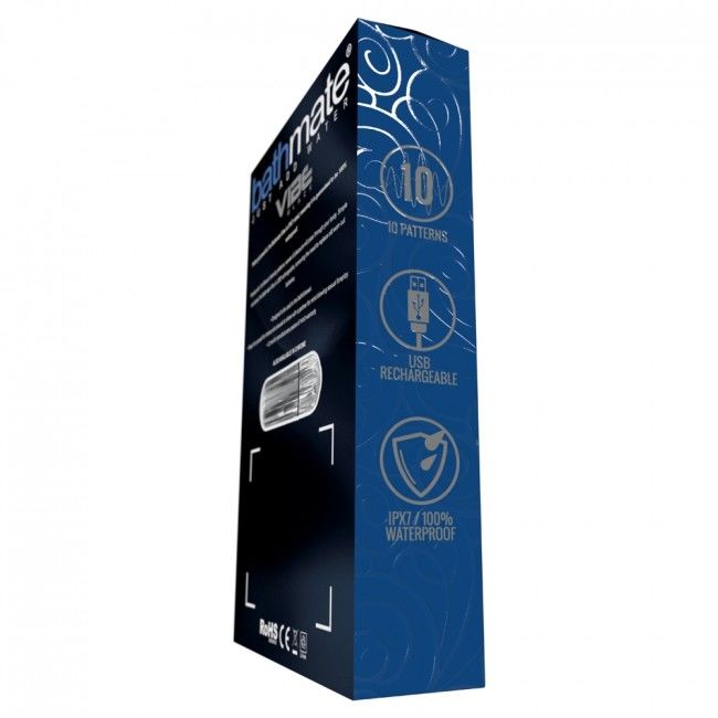 Close-up da Bala Vibratória BATHMATE Vibe Preta Recarregável USB, destacando seu design compacto e elegante.