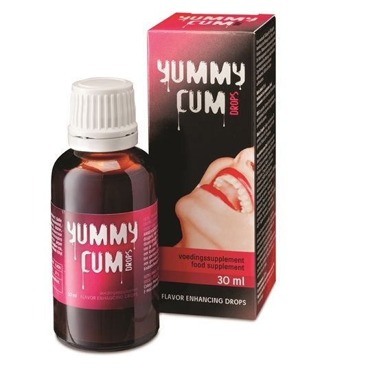 Frasco de COBECO Gotas Yummy Cum 30ml para aumento de quantidade e sabor do esperma.