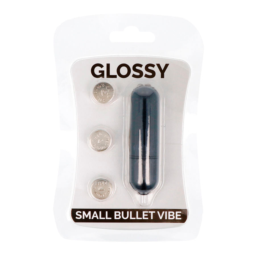 Bala vibratória mini GLOSSY preta, compacta e discreta para estimulação