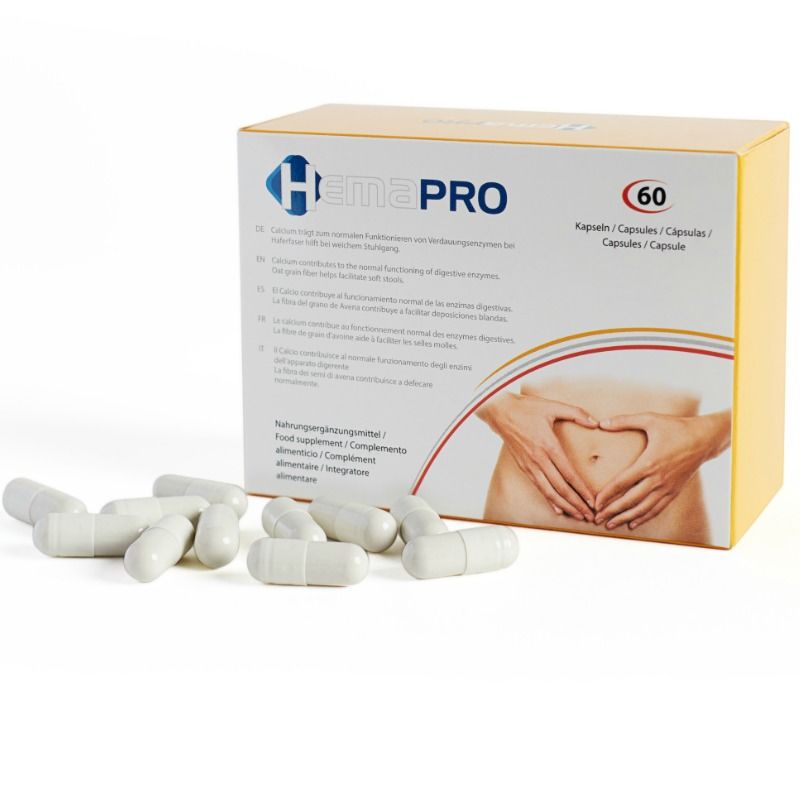 Caixa de 500 COSMETICS Hemapro Pills, suplemento para tratamento de hemorroidas, com 60 comprimidos.