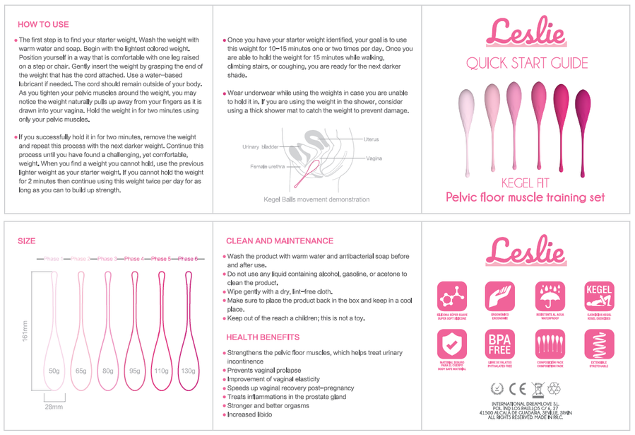 LESLIE - SET DE ENTRENAMIENTO DE MÚSCULOS PÉLVICOS KEGEL FIT 6 PIEZAS
