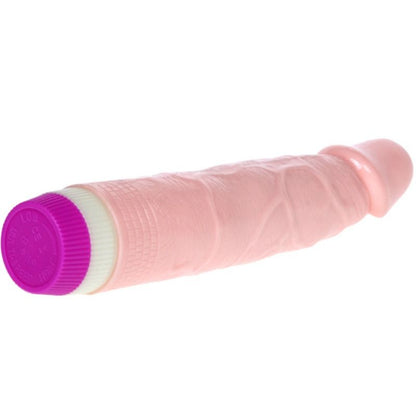 Close-up of the 'BAILE Vibrador Realista para Iniciantes 21.5cm Multivelocidade' showing its texture and features.