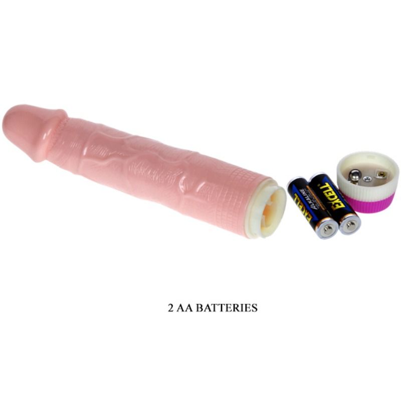 Close-up of the 'BAILE Vibrador Realista para Iniciantes 21.5cm Multivelocidade' showing its texture and features.