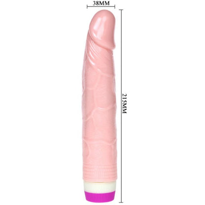 Close-up of the 'BAILE Vibrador Realista para Iniciantes 21.5cm Multivelocidade' showing its texture and features.