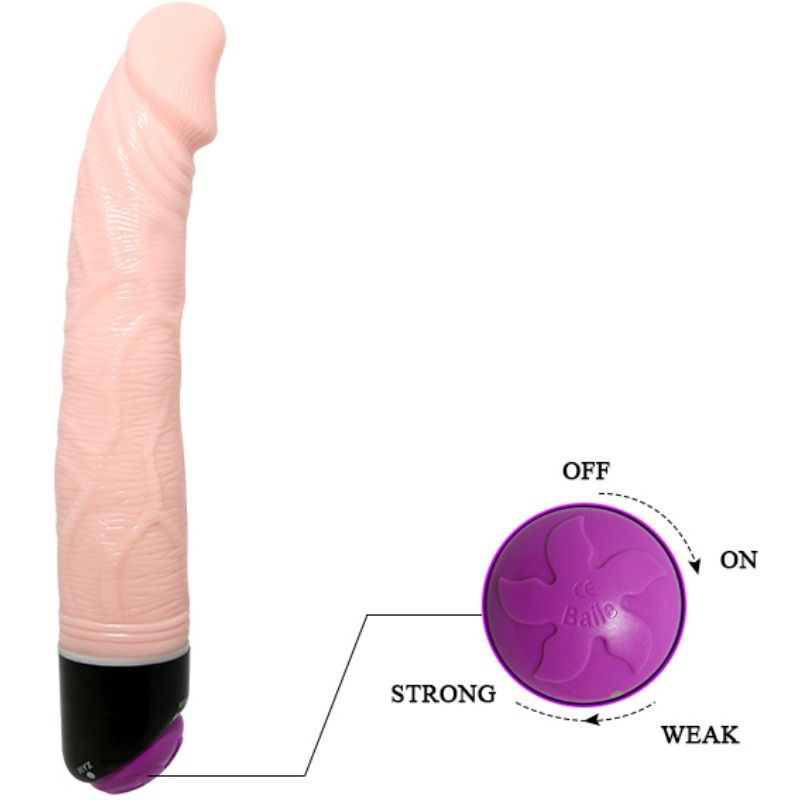 Close-up do BAILE Vibrador Realístico Adour Club 23 cm, mostrando sua textura e detalhes realistas.
