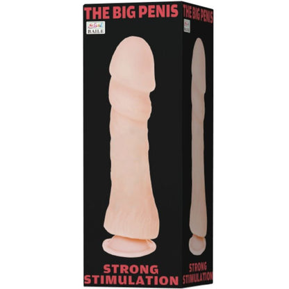 Close-up do BAILE Dildo Realista Pênis Grande 23.5 cm com Ventosa Ultraforte, mostrando sua textura realista e cor da carne.