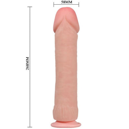 Dildo Realístico BAILE Grande 26 CM com Ventosa, mostrando detalhes de textura e cor de pele.