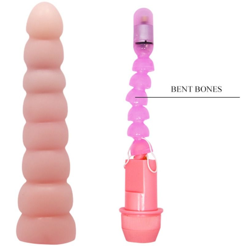 Close-up do Vibrador Anal BAILE Flexi Vibe Sensual Spine 19 cm, mostrando as ondulações e a textura suave.