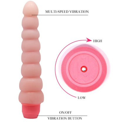 Close-up do Vibrador Anal BAILE Flexi Vibe Sensual Spine 19 cm, mostrando as ondulações e a textura suave.
