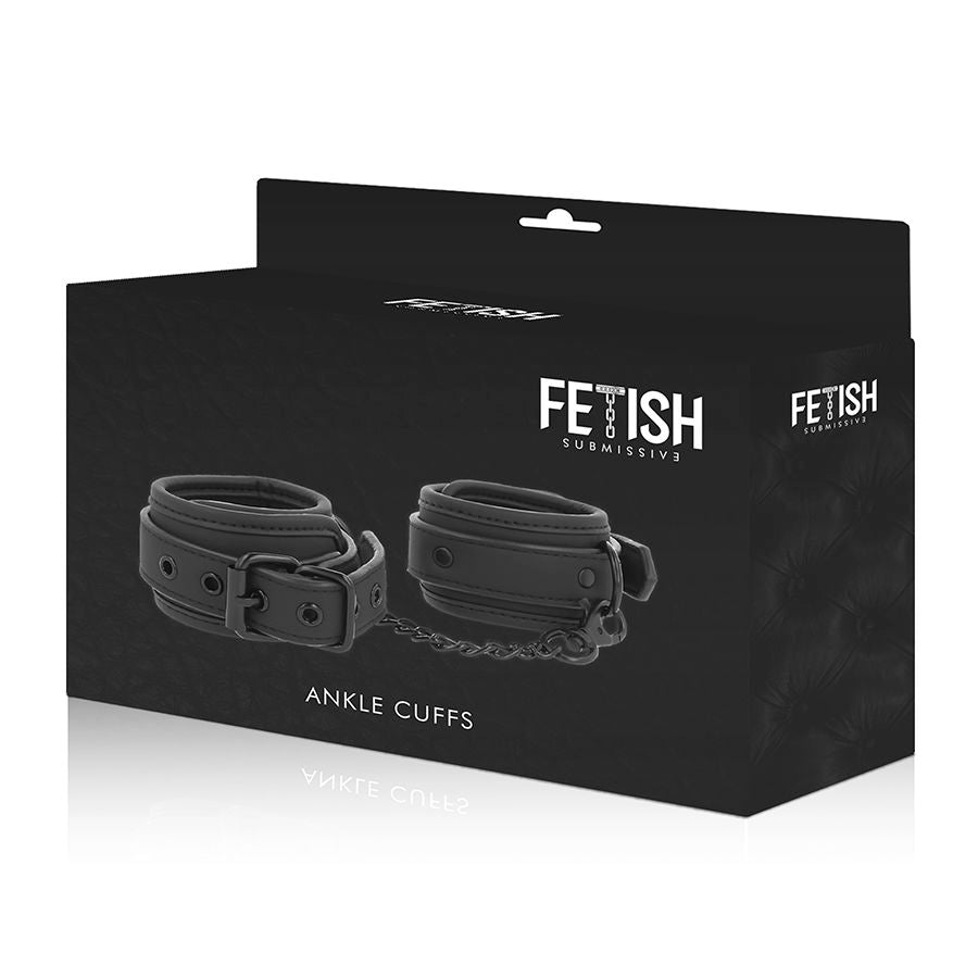 Punhos de tornozelo FETISH SUBMISSIVE em couro vegano com forro de neoprene para jogos BDSM