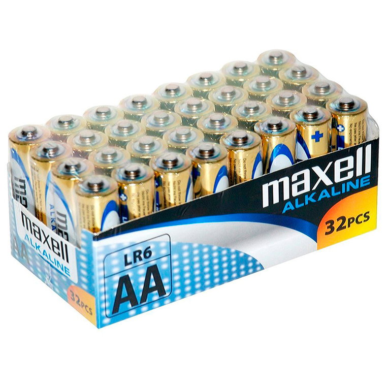 Pack de 32 pilhas alcalinas AA LR6 da MAXELL para eletrónicos e brinquedos sexuais