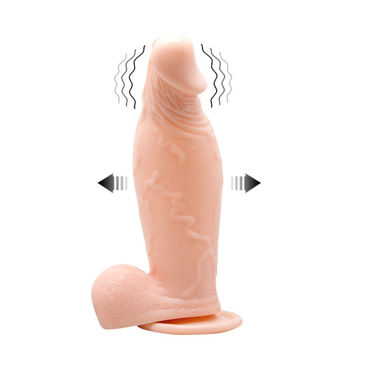Close-up of the BAILE Dildo Vibrante Inflável Realista com Ventosa showing its texture and features.