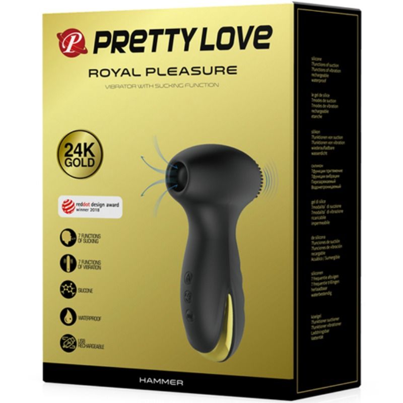 Vibrador e estimulador clitoriano PRETTY LOVE Smart Hammer com funções de vibração e sucção.