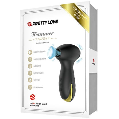 Vibrador e estimulador clitoriano PRETTY LOVE Smart Hammer com funções de vibração e sucção.