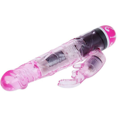 Close-up do Vibrador Coelho BAILE Multivelocidade rosa com 10 modos de vibração.