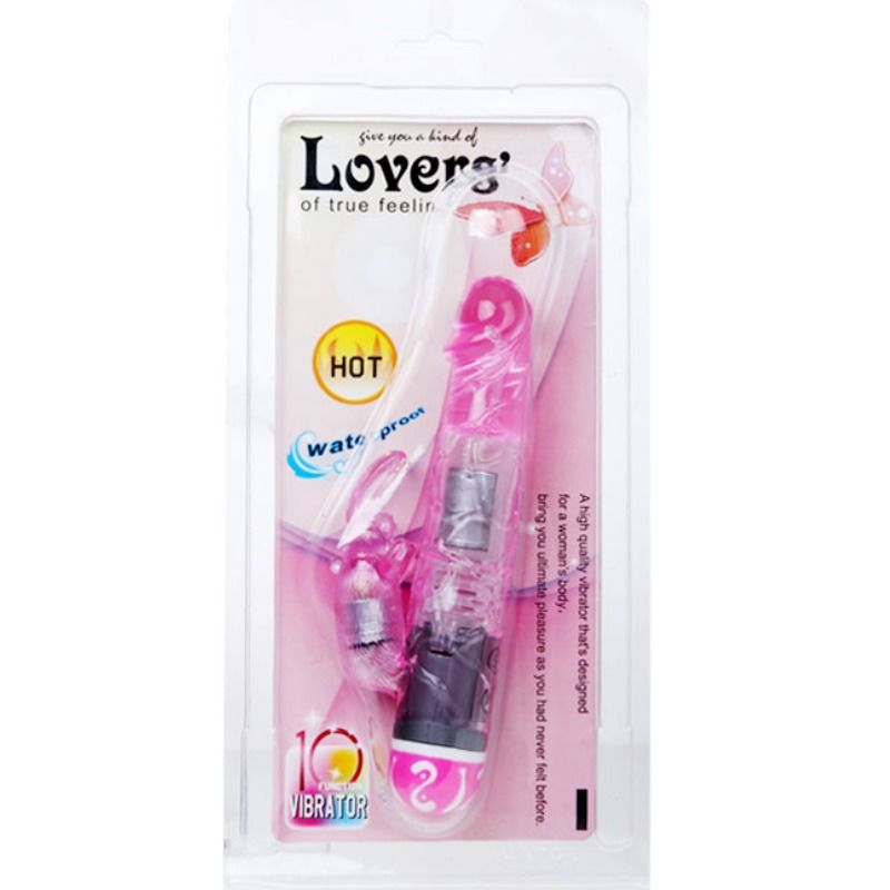 Close-up do Vibrador Coelho BAILE Multivelocidade rosa com 10 modos de vibração.