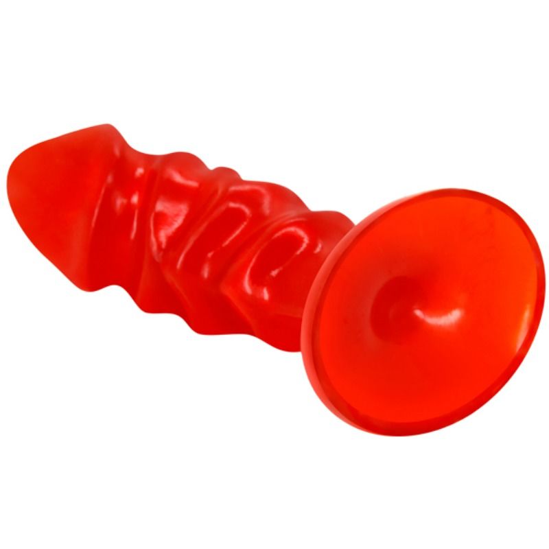 Plug anal unissexo BAILE com ventosa vermelha, mostrando seu design macio e ergonômico