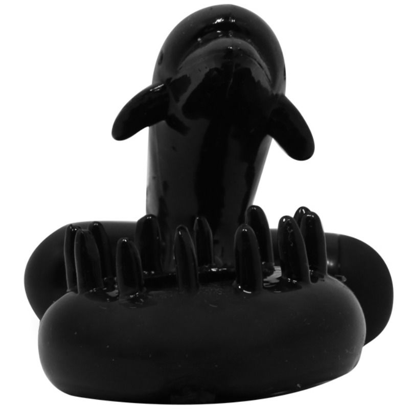 Anel peniano vibratório BAILE Sweet Ring com estimulador de clitóris em silicone preto para casais.
