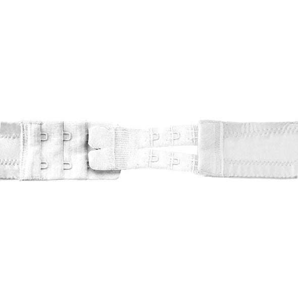 Close-up do Extensor de Contorno Flexível BYE-BRA para sutiãs de 2 ganchos, cores branco, preto e bege.