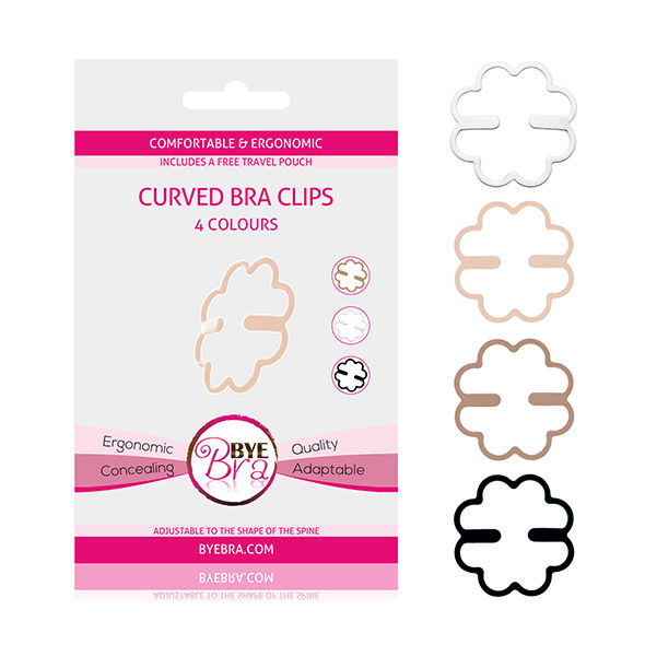 BYE-BRA Clipes de Sutiã Ergonómicos e Discretos, pack com 4 unidades