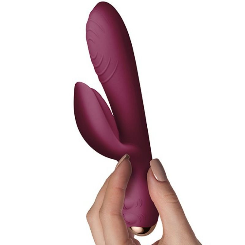 Close-up do ROCKS-OFF Vibrador Everygirl Borgonha, mostrando seu design elegante e silicone suave.