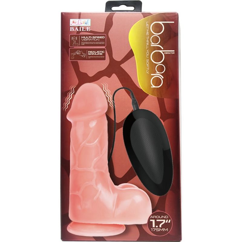 Vibrador realista BAILE Barbara com ventosa e vibração multi-velocidade para prazer profundo.