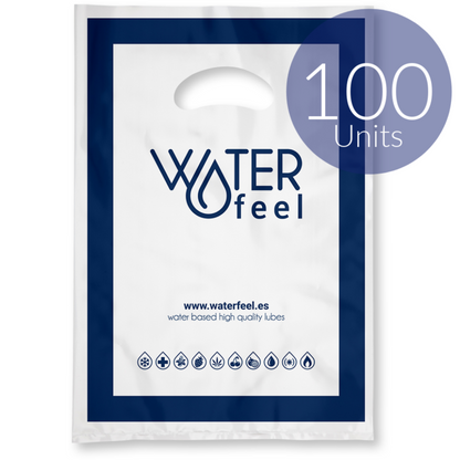 Sacos plásticos WATERFEEL 25x35cm para embalagem discreta e higiene.