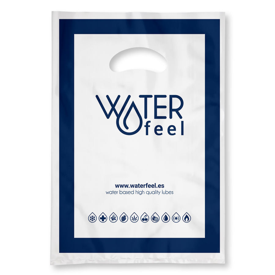 Sacos plásticos WATERFEEL 25x35cm para embalagem discreta e higiene.