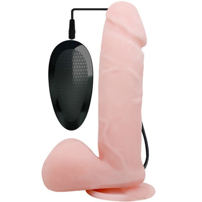 Vibrador realista BAILE Oliver com função de rotação e ventosa, mostrando detalhes da textura e forma.
