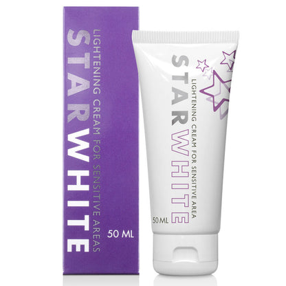 COBECO Creme Clareador Star White 50ml para Zonas Íntimas, com embalagem e detalhes do produto.