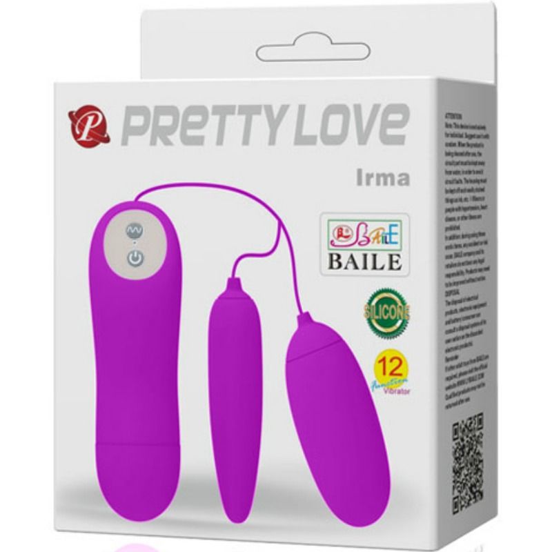 PRETTY LOVE Ovo Vibratório Duplo Irma com 12 funções de vibração, em silicone, recarregável por USB.