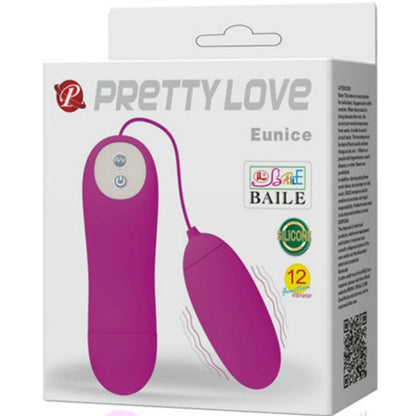 Close-up do Ovo Vibrante PRETTY LOVE Eunice em silicone macio com 12 funções de vibração.