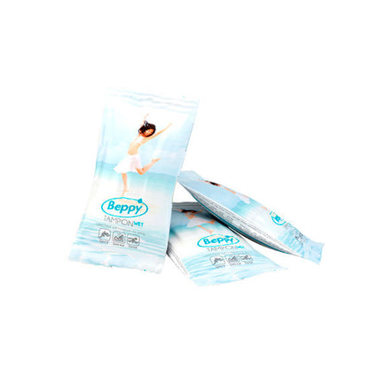 Embalagem dos tampões BEPPY Soft Comfort Wet 2UNITS para higiene menstrual discreta.