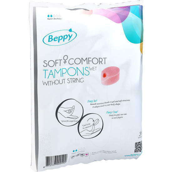 Beppy Soft Comfort Tampons Menstruais para Liberdade Ativa 30 Unidades, embalagem e produto.