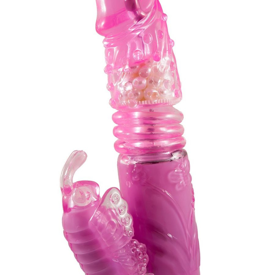 Vibrador BAILE Travel Partner Up & Down Rotator Rabbit Rosa, mostrando o design ergonómico e o estimulador clitoriano