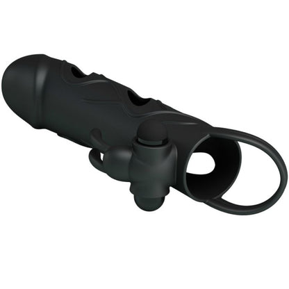 Close-up of the PRETTY LOVE Capa de Silicone Vibratória 14 CM showing its texture and features for enhanced pleasure.