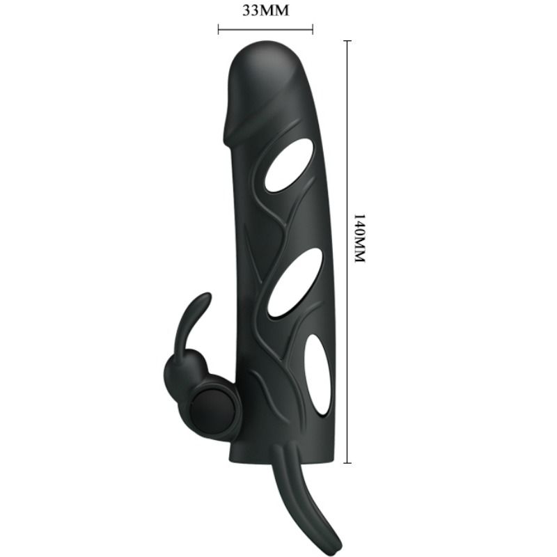 Close-up of the PRETTY LOVE Capa de Silicone Vibratória 14 CM showing its texture and features for enhanced pleasure.