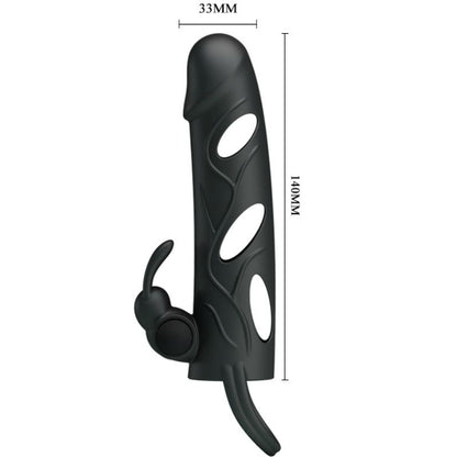 Close-up of the PRETTY LOVE Capa de Silicone Vibratória 14 CM showing its texture and features for enhanced pleasure.