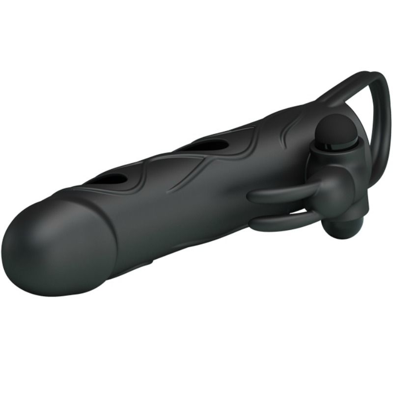 Close-up of the PRETTY LOVE Capa de Silicone Vibratória 14 CM showing its texture and features for enhanced pleasure.