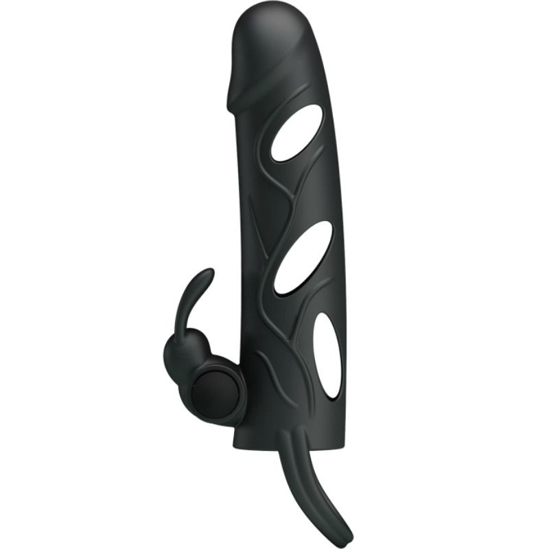 Close-up of the PRETTY LOVE Capa de Silicone Vibratória 14 CM showing its texture and features for enhanced pleasure.