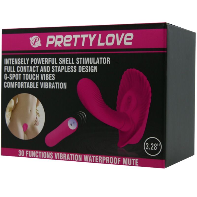 Vibrador Pretty Love Shell com Controle Remoto, em silicone macio, para estimulação do ponto G.
