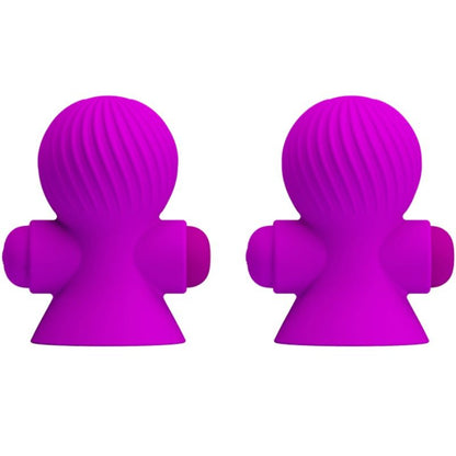 Close-up dos Estimuladores de Mamilo Vibratórios PRETTY LOVE, mostrando o design ergonómico e o material de silicone.