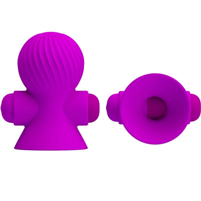 Close-up dos Estimuladores de Mamilo Vibratórios PRETTY LOVE, mostrando o design ergonómico e o material de silicone.