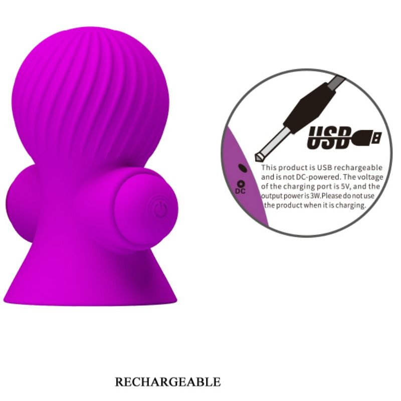 Close-up dos Estimuladores de Mamilo Vibratórios PRETTY LOVE, mostrando o design ergonómico e o material de silicone.