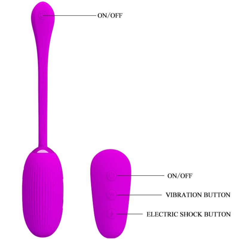 PRETTY LOVE Ovo Vibratório Eletrochoque com Controle Remoto em silicone lilás.