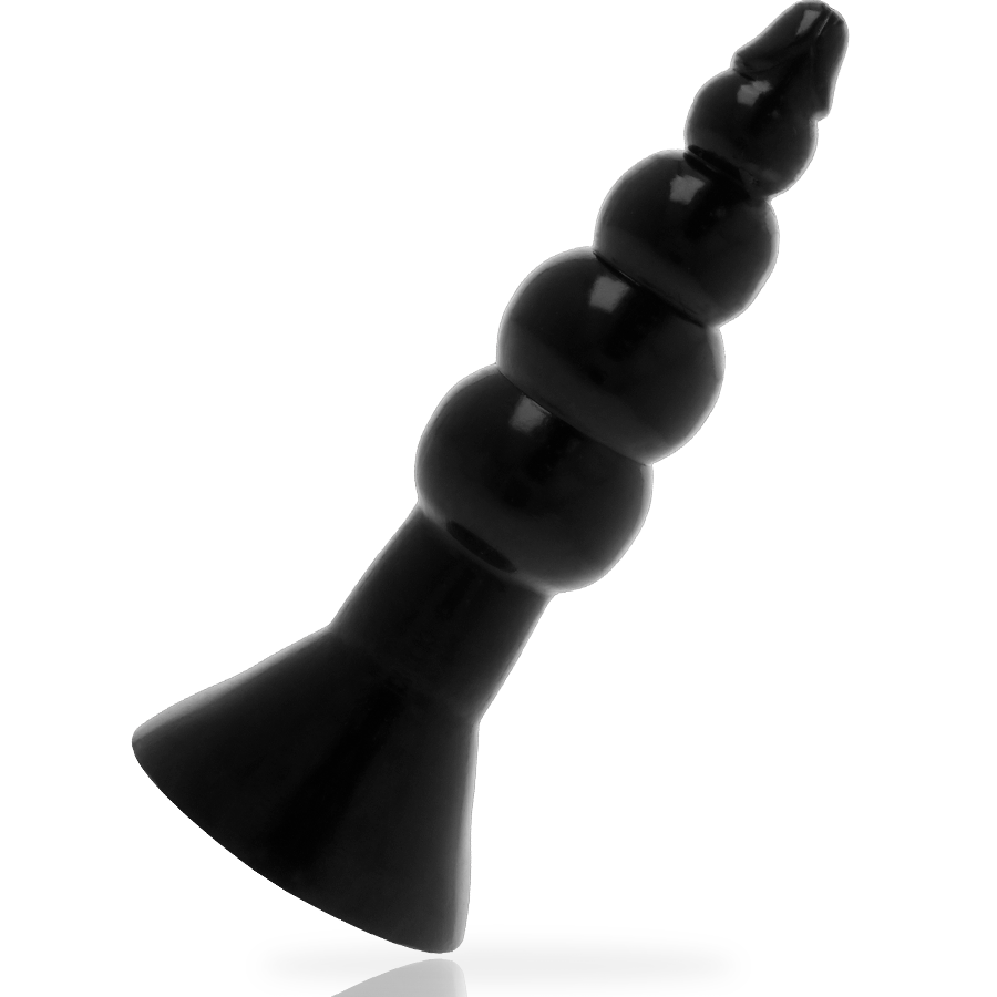 Plug Anal Addicted Toys de 17 cm em TPR preto, com design escalonado para dilatação.