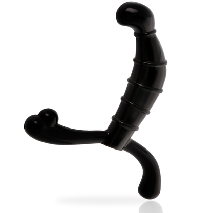 Close-up do massageador anal de próstata ADDICTED TOYS preto, mostrando seu design ergonómico e material TPR.