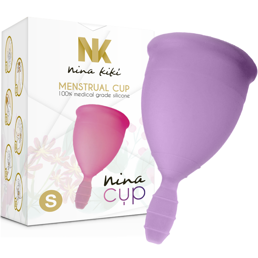Copo Menstrual NINA KIKÍ Roxo Tamanho S para higiene íntima feminina