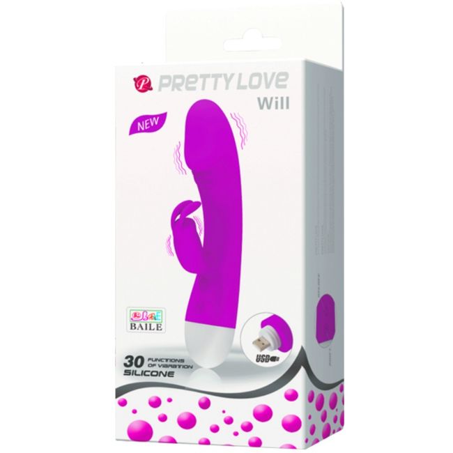 Vibrador PRETTY LOVE Smart Coelhinho G-Spot de silicone recarregável com 30 modos de vibração