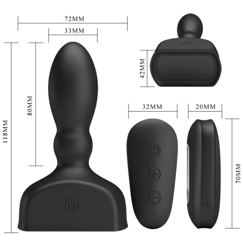 PRETTY LOVE Marriel Vibrador Prostático Inflável com controlo remoto e 12 funções de vibração
